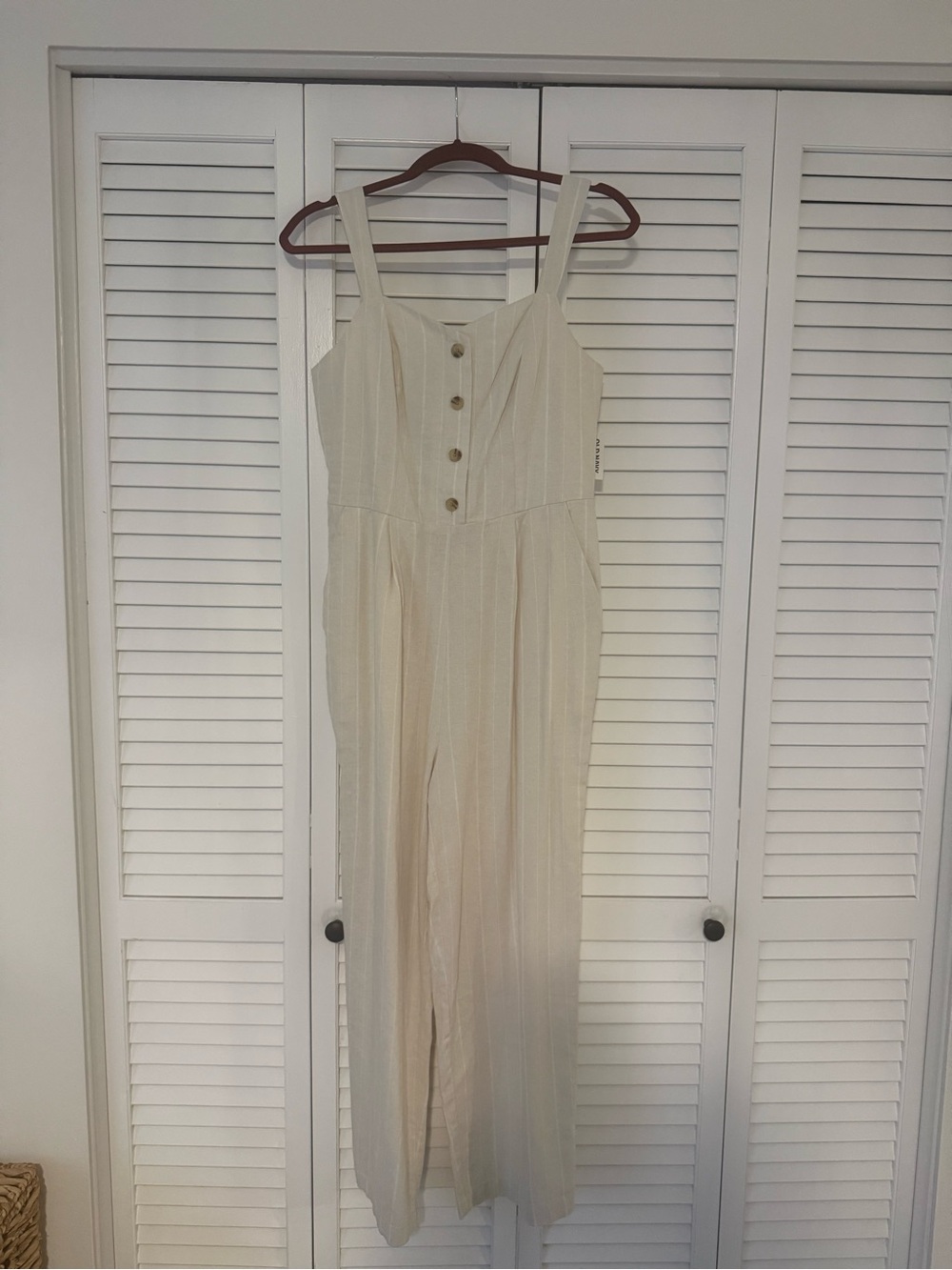 Old Navy Cream Striped Wide-Leg Jumpsuit